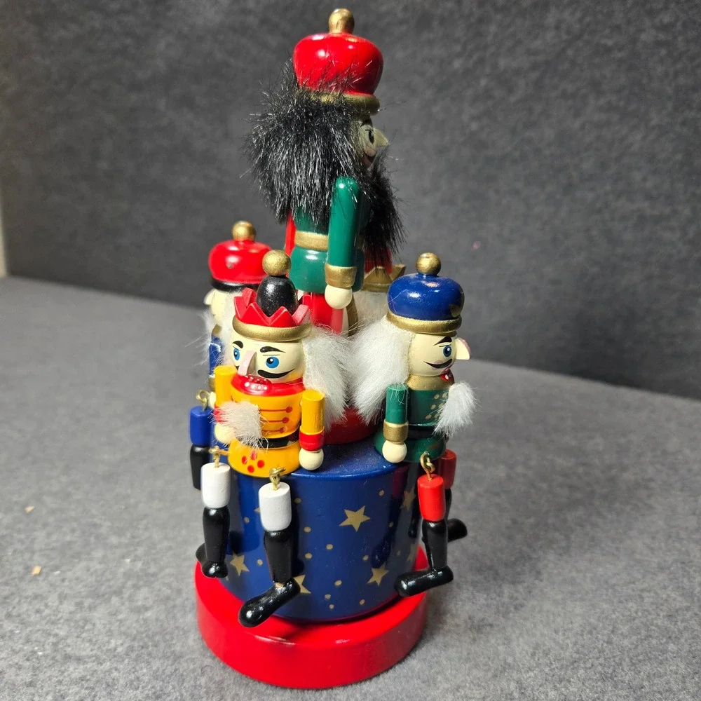 Vintage K&K Wooden Nutcracker Rotating Music Box 29-990 Plays March Christmas